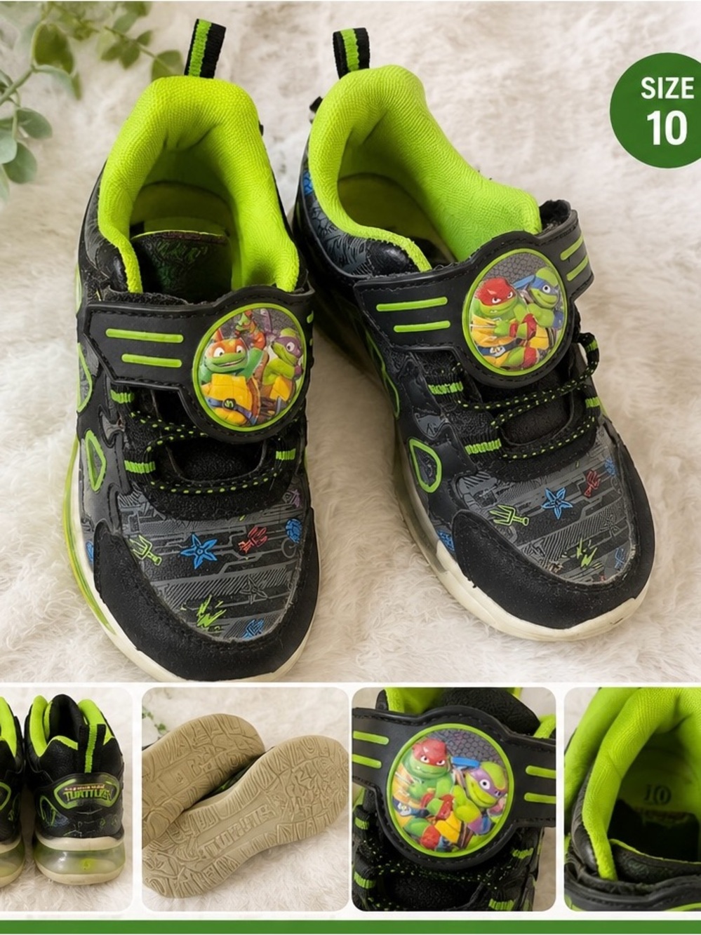 Nickelodeon Black and Neon Green Ninja Turtles Light-Up Kids Sneakers